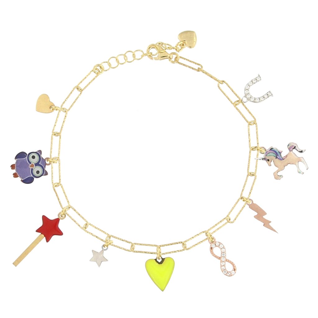 Bracciale Miss Miss Dorato Ciondoli Vetrificati - Toptime Store