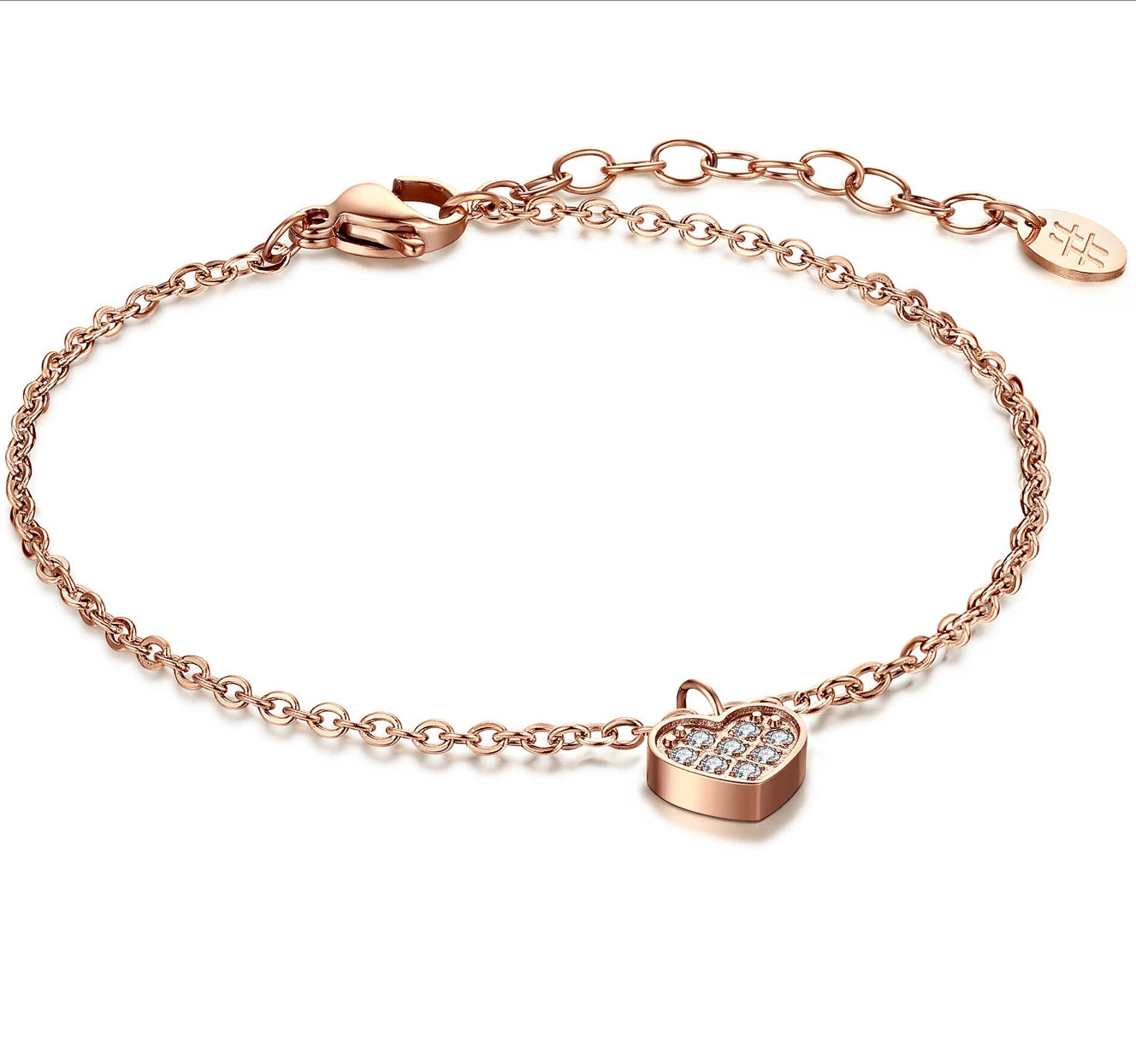 Bracciale da Donna Brand in Acciaio Rosato Collezione Jolie con Cuore Pendente