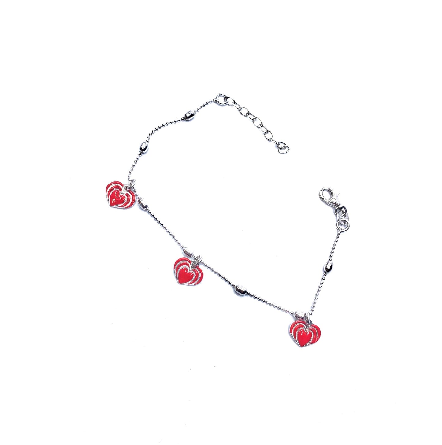 Bracciale Argento 925 Cuori Rossi - Toptime Store