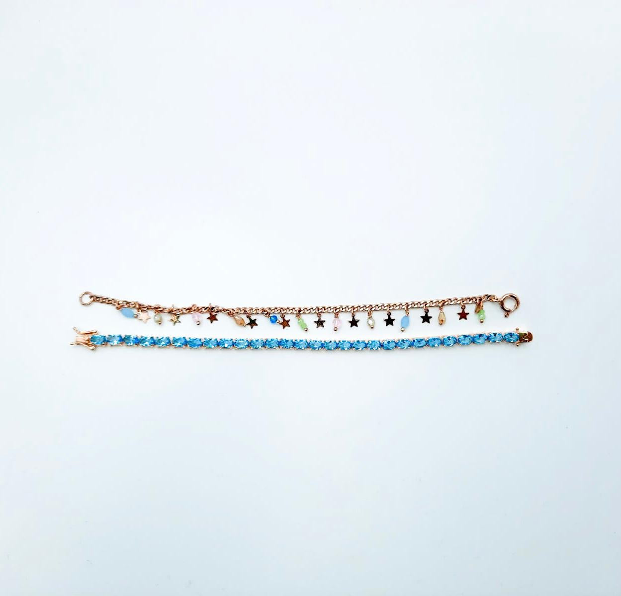 Bracciali Argento 925: Tennis Azzurro e Stelle/Pietre Pendenti - Toptime Store