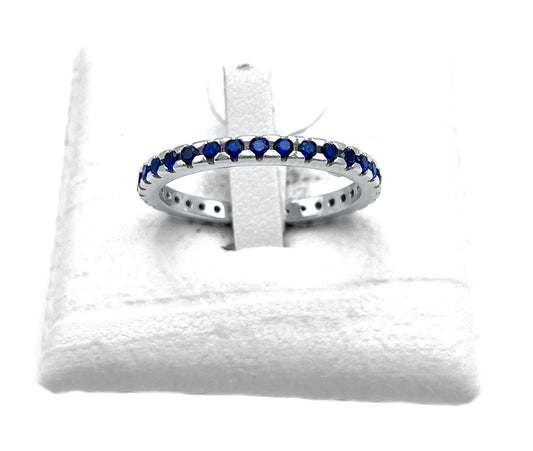 Anello Girodito Argento 925 con Zirconi Blu - Toptime Store