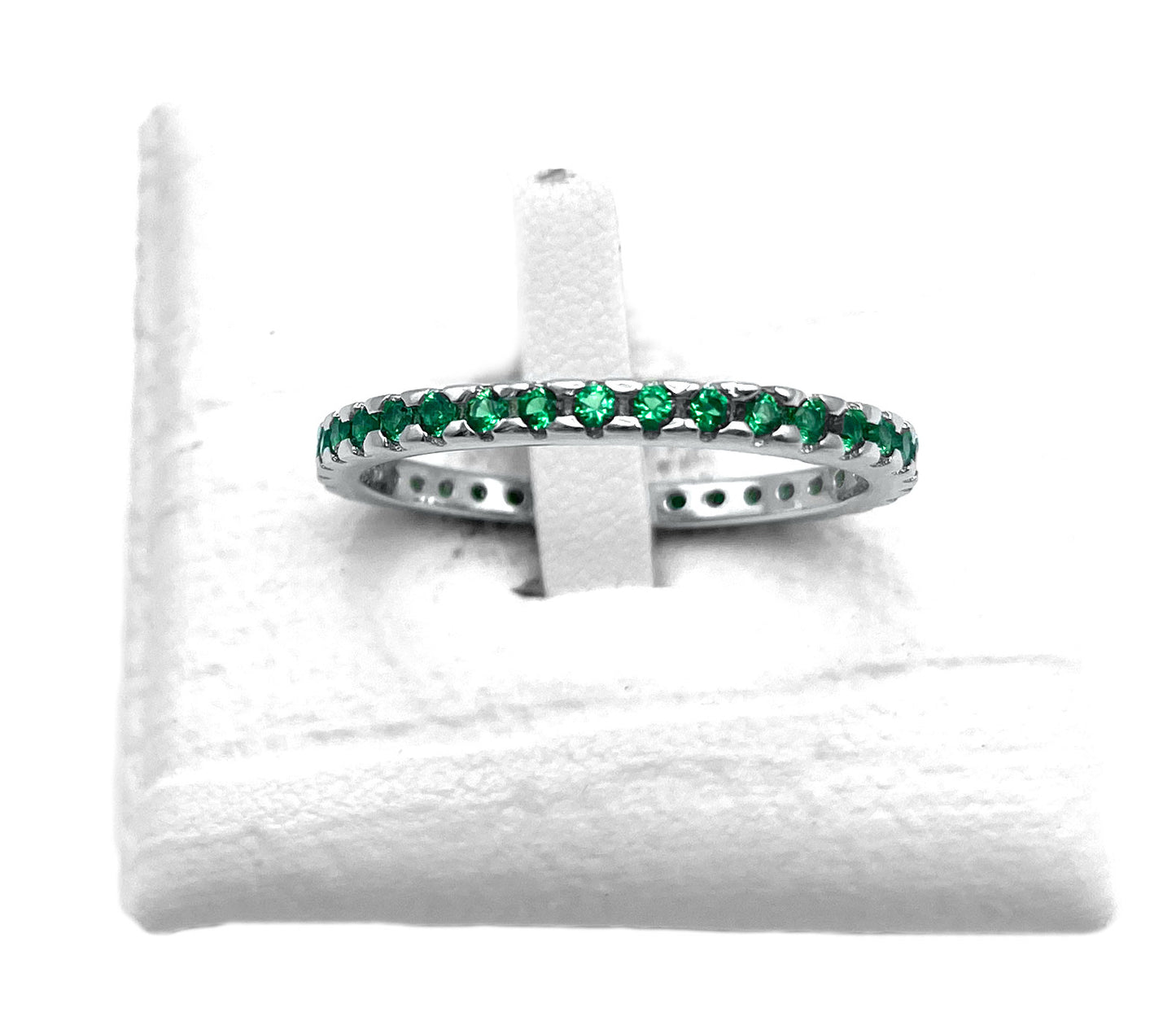 Anello Girodito Argento 925 con Zirconi Verde - Toptime Store