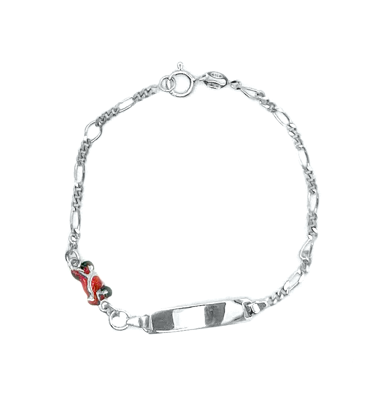 Bracciali Bimbo Argento 925 con Targhetta Moto Rossa - Toptime Store
