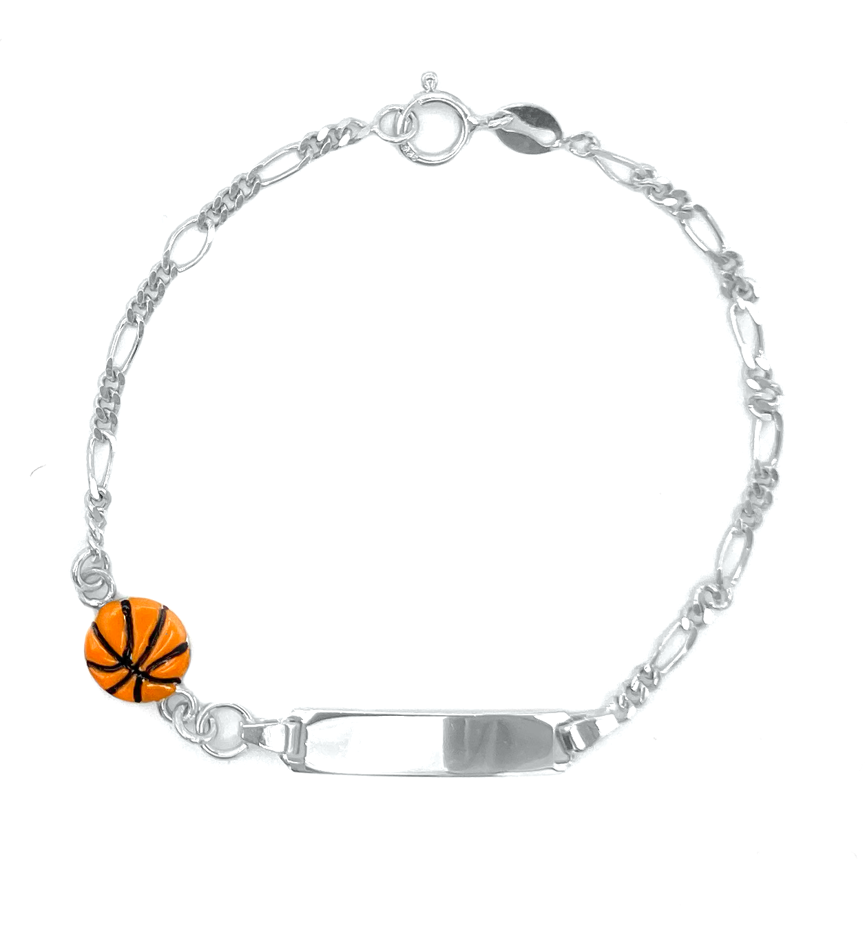 Bracciali Bimbo Argento 925 con Targhetta Palla da Basket - Toptime Store