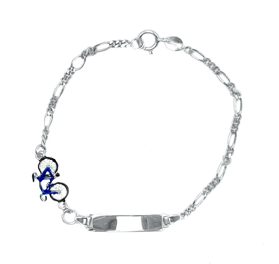 Bracciali Bimbo Argento 925 con Targhetta Bicicletta Blu - Toptime Store