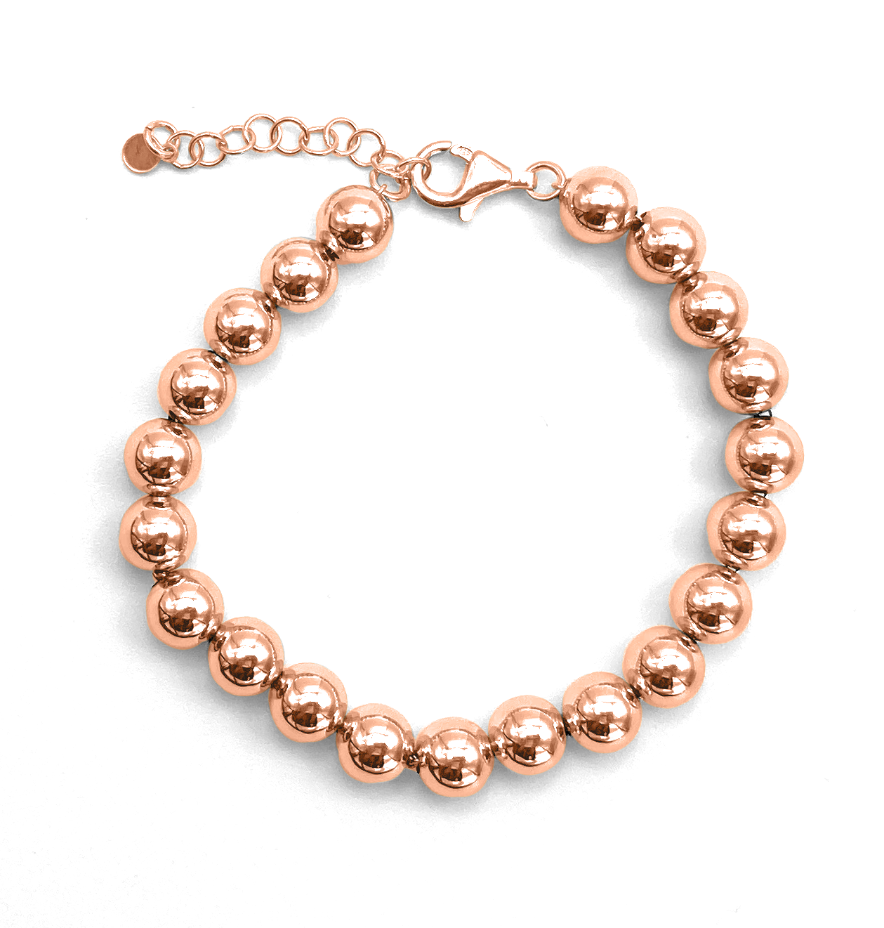 Bracciali Argento 925 Rosato con Sfere Lisce 8-8,5 -Toptime Store