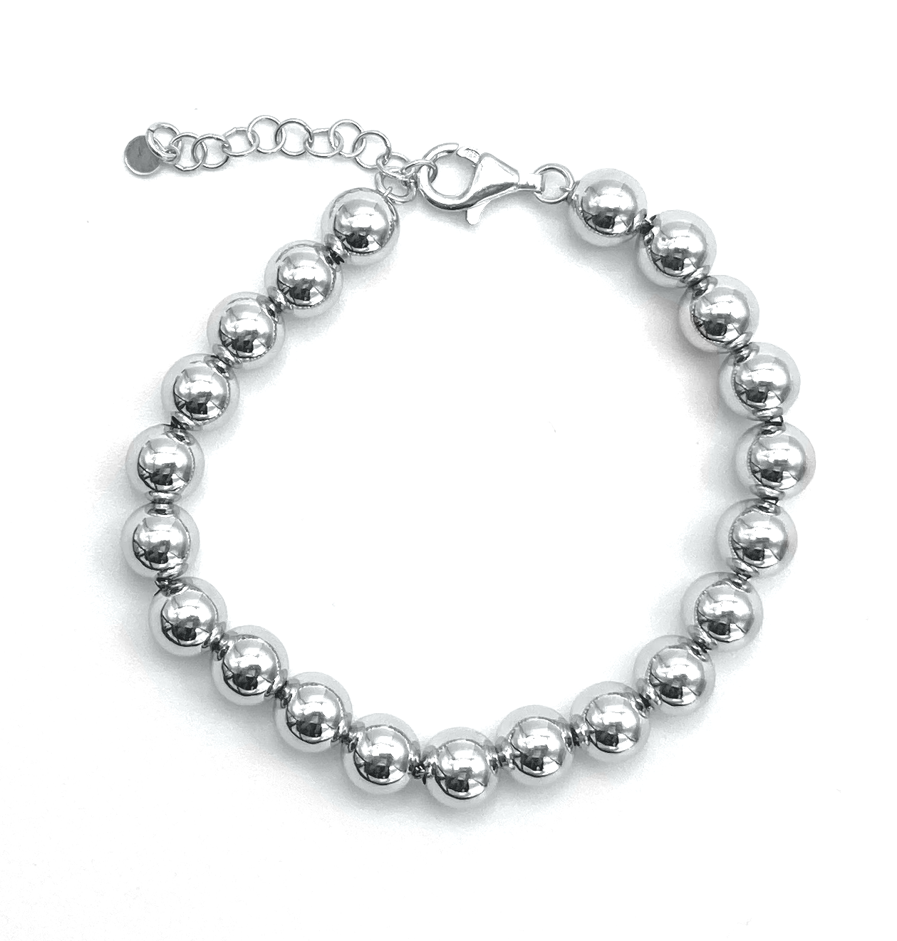 Bracciali Argento 925 con Sfere Lisce 8-8,5 -Toptime Store