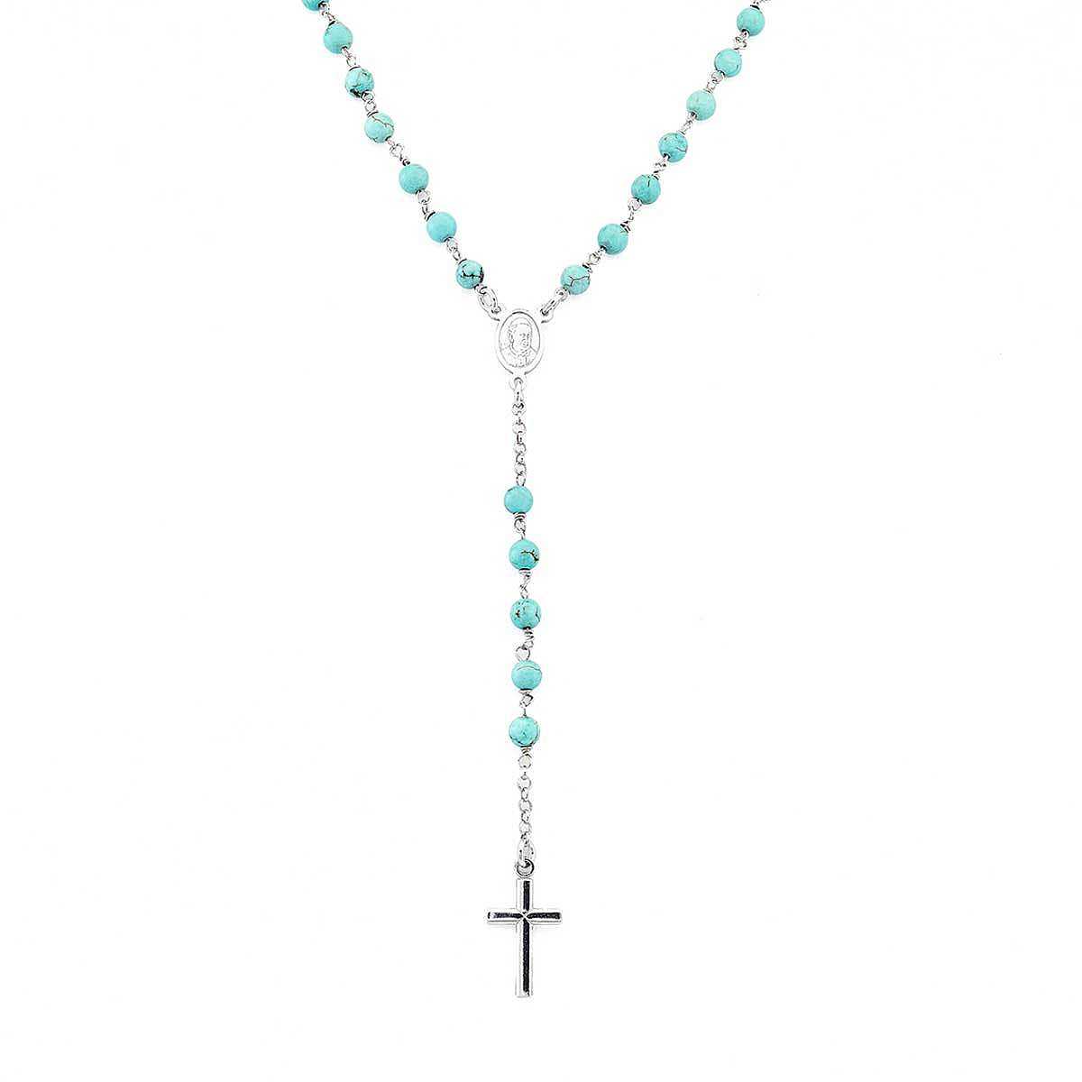 Amen Collana Rosario Per Donna In Argento 925 Con Cristalli Multicolor E PVD Oro Rosa - Modello CRO10RVV4