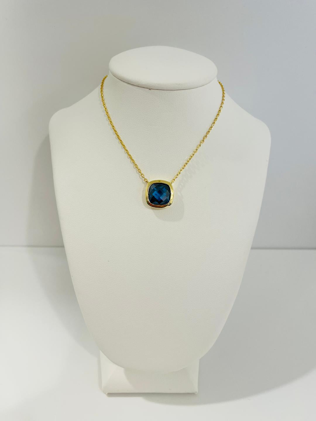 Collana da Donna Top Time in Argento 925 Dorato con Pietra Squadrata