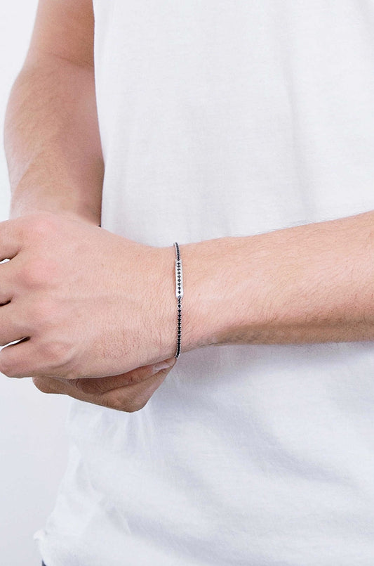 Bracciale da Donna e Uomo Brand in Acciaio con Cristalli Neri
