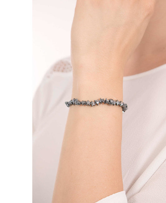Bracciale da Donna Brand in Ematite Elasticizzato con Stelle