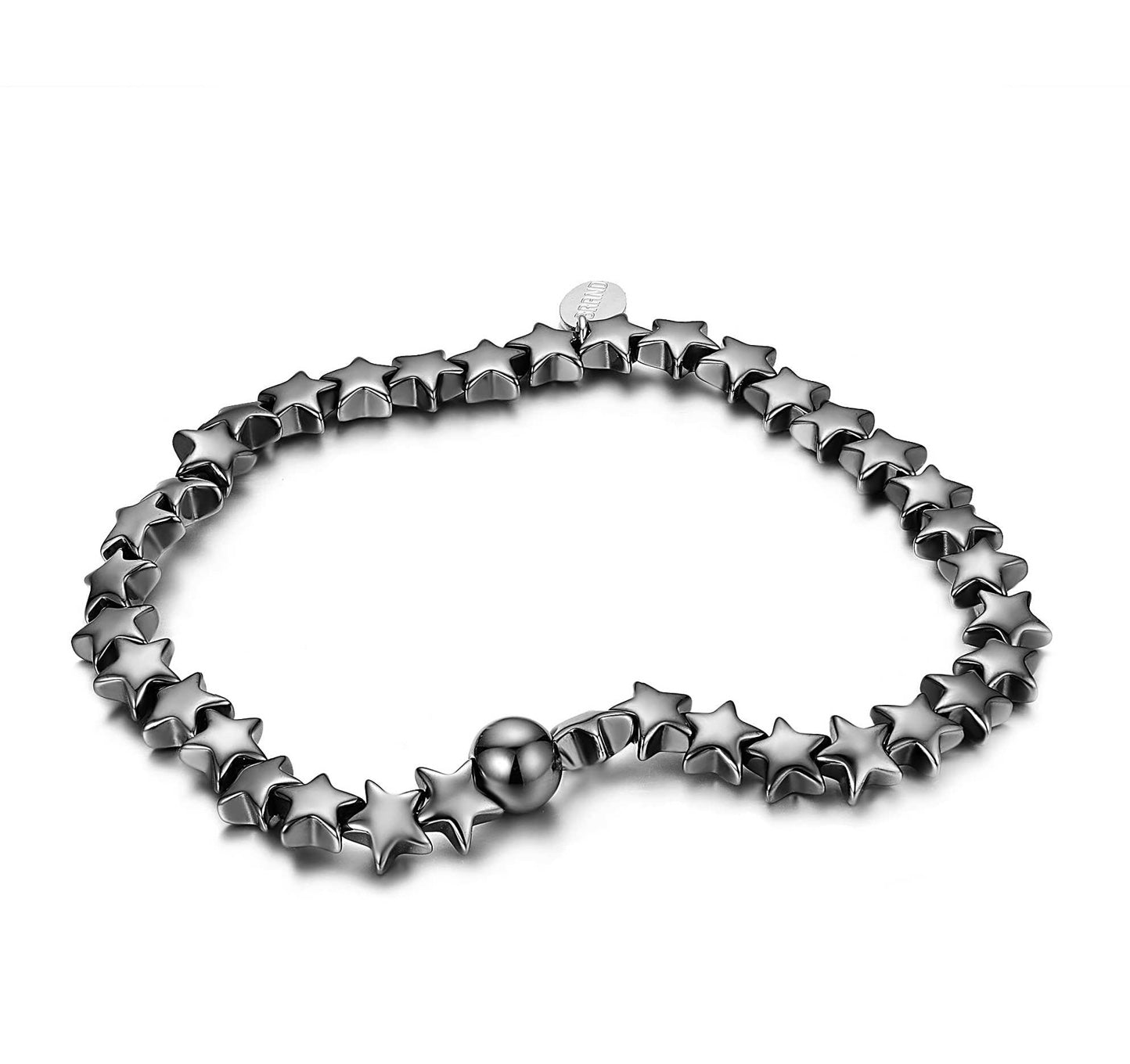 Bracciale da Donna Brand in Ematite Elasticizzato con Stelle