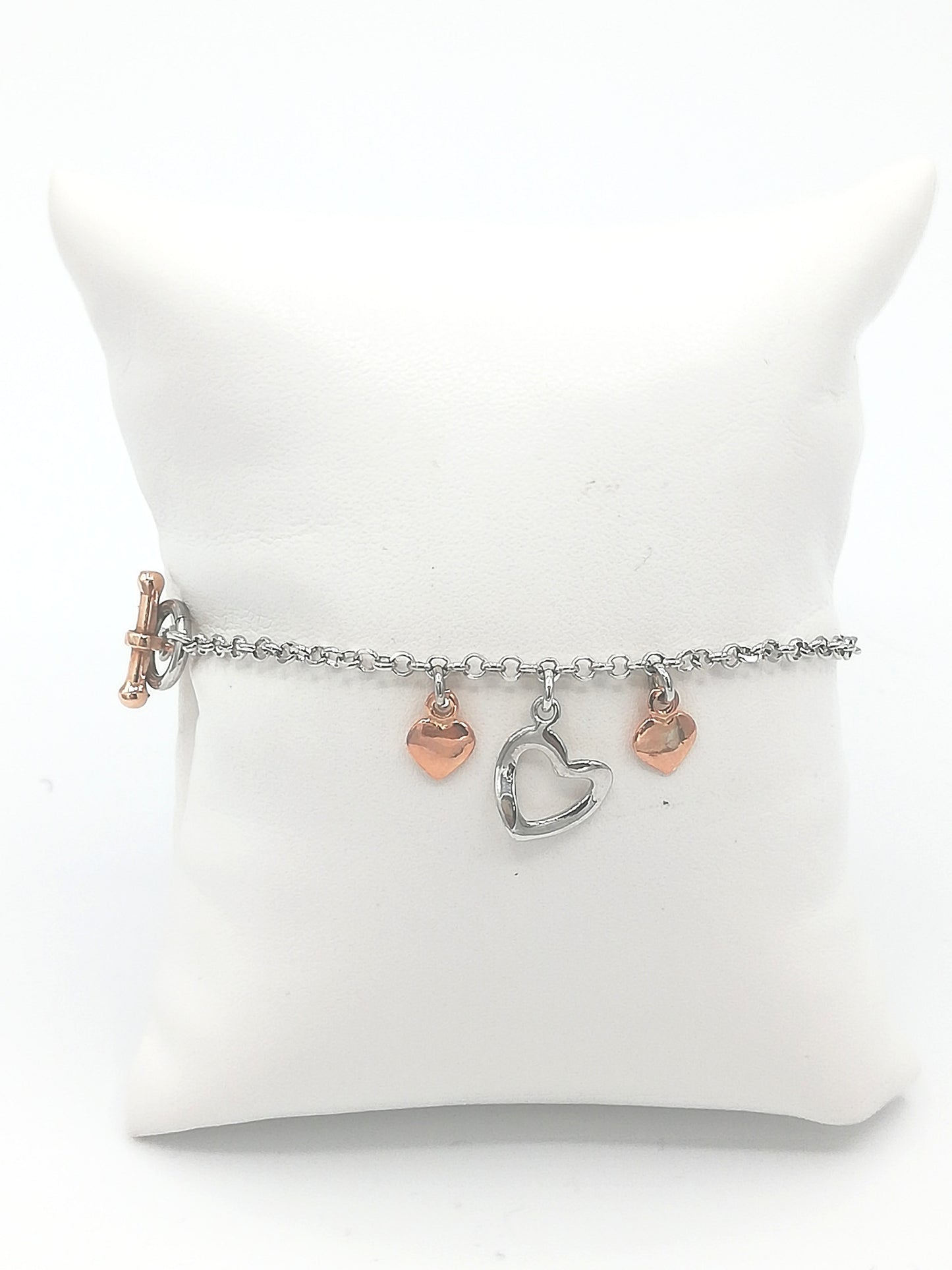 Bracciale da Donna Top Time in Argento 925 Rosato con Cuori Pendenti