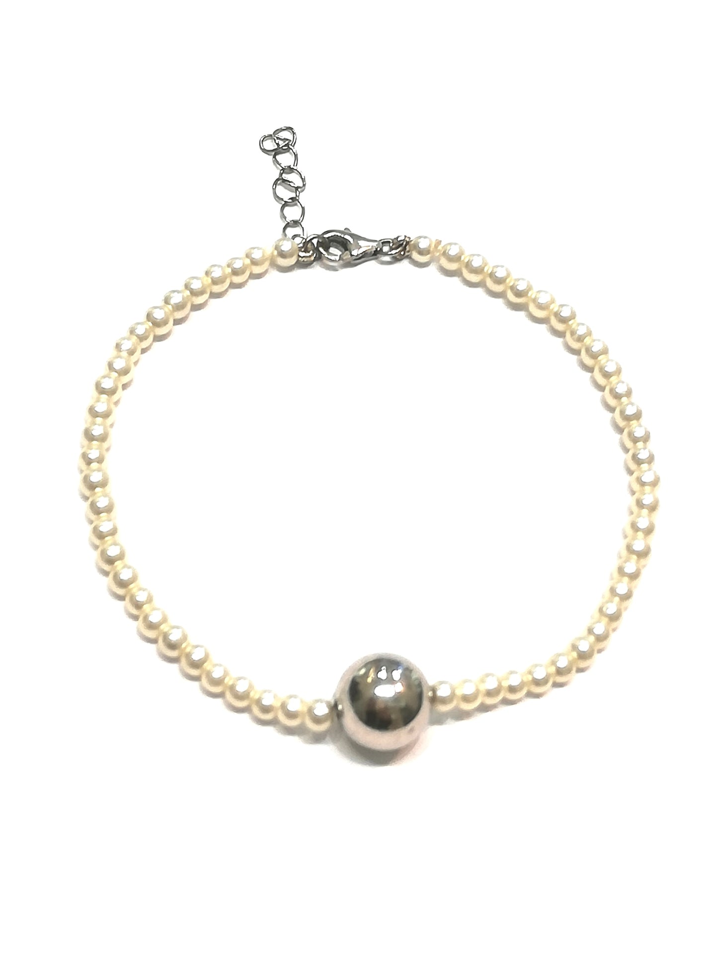 BRACCIALE CON PERLE SINTETICHE E ARGENTO 925 - TopTime store - perle sintetiche