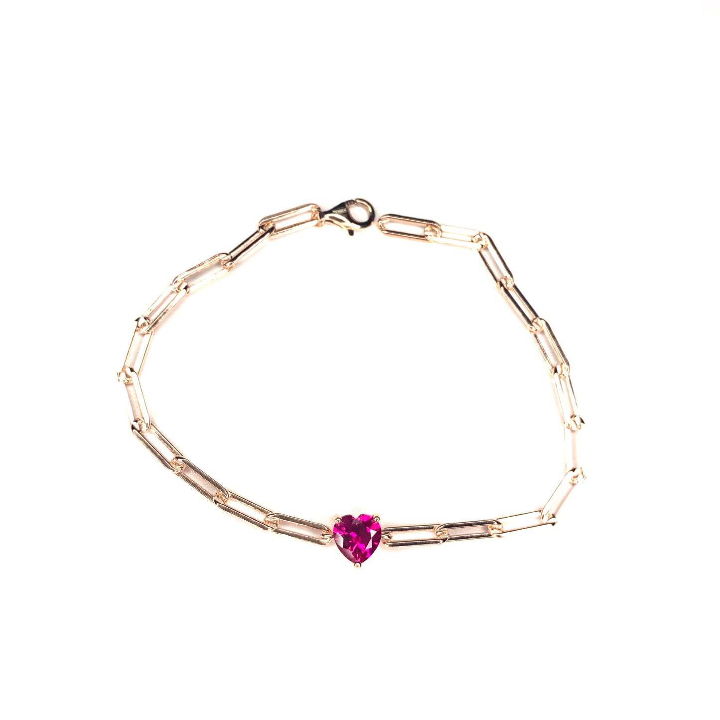 Bracciali Argento 925 Rosato con Cuore Fucsia - Toptime Store