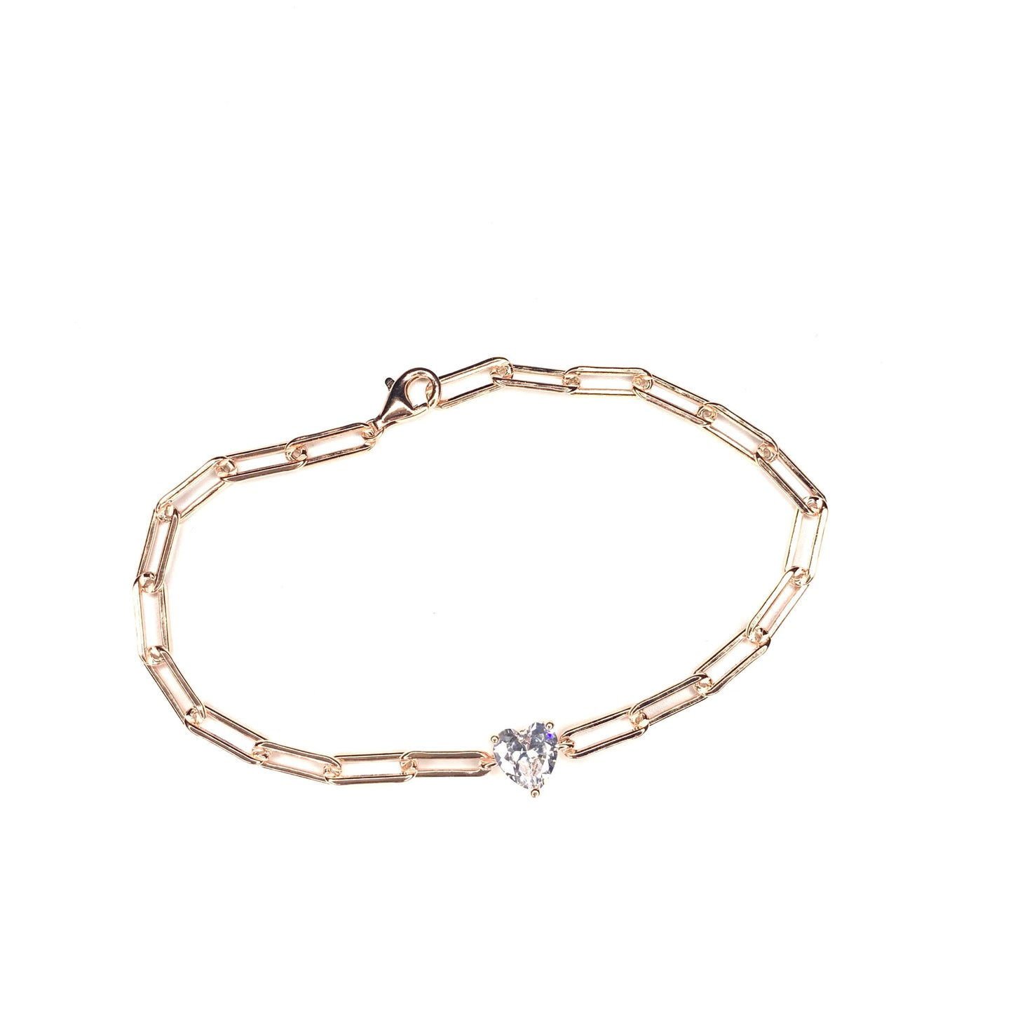Bracciali Argento 925 Rosato con Cuore Bianco - Toptime Store