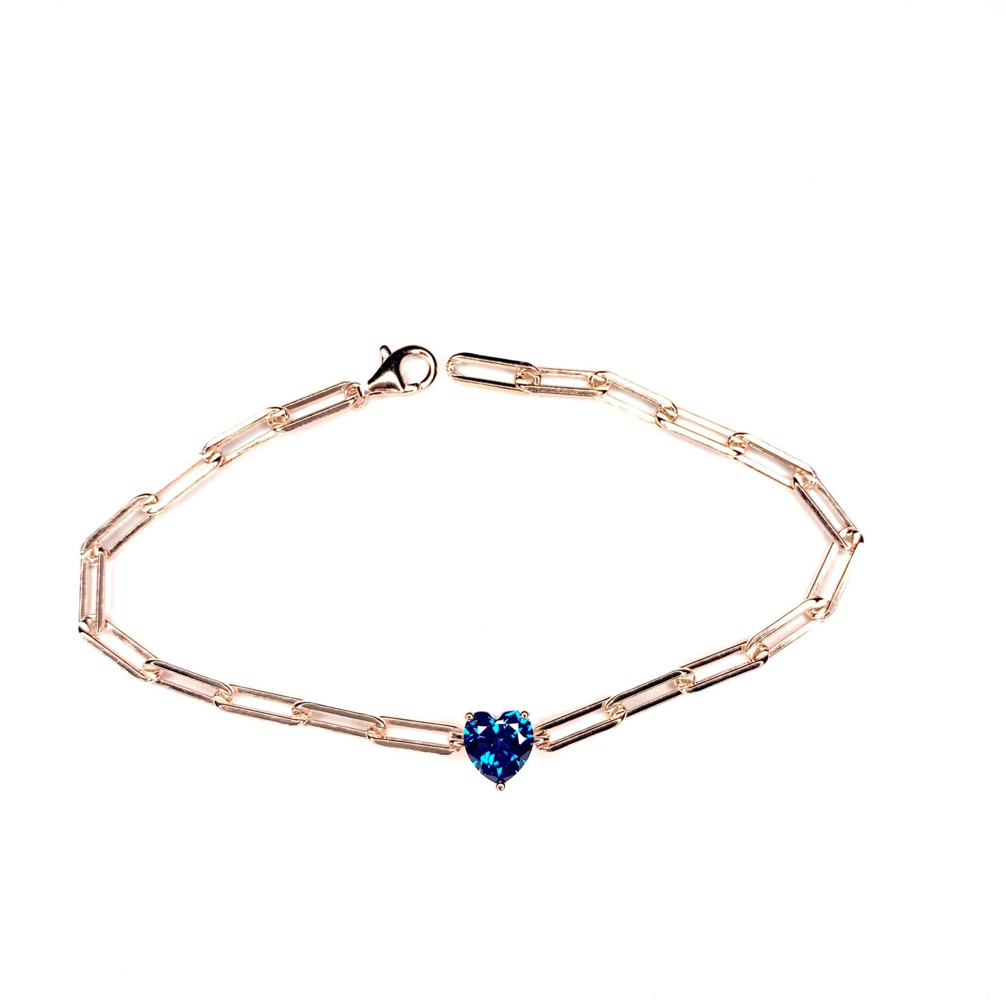 Bracciali Argento 925 Rosato con Cuore Blu - Toptime Store