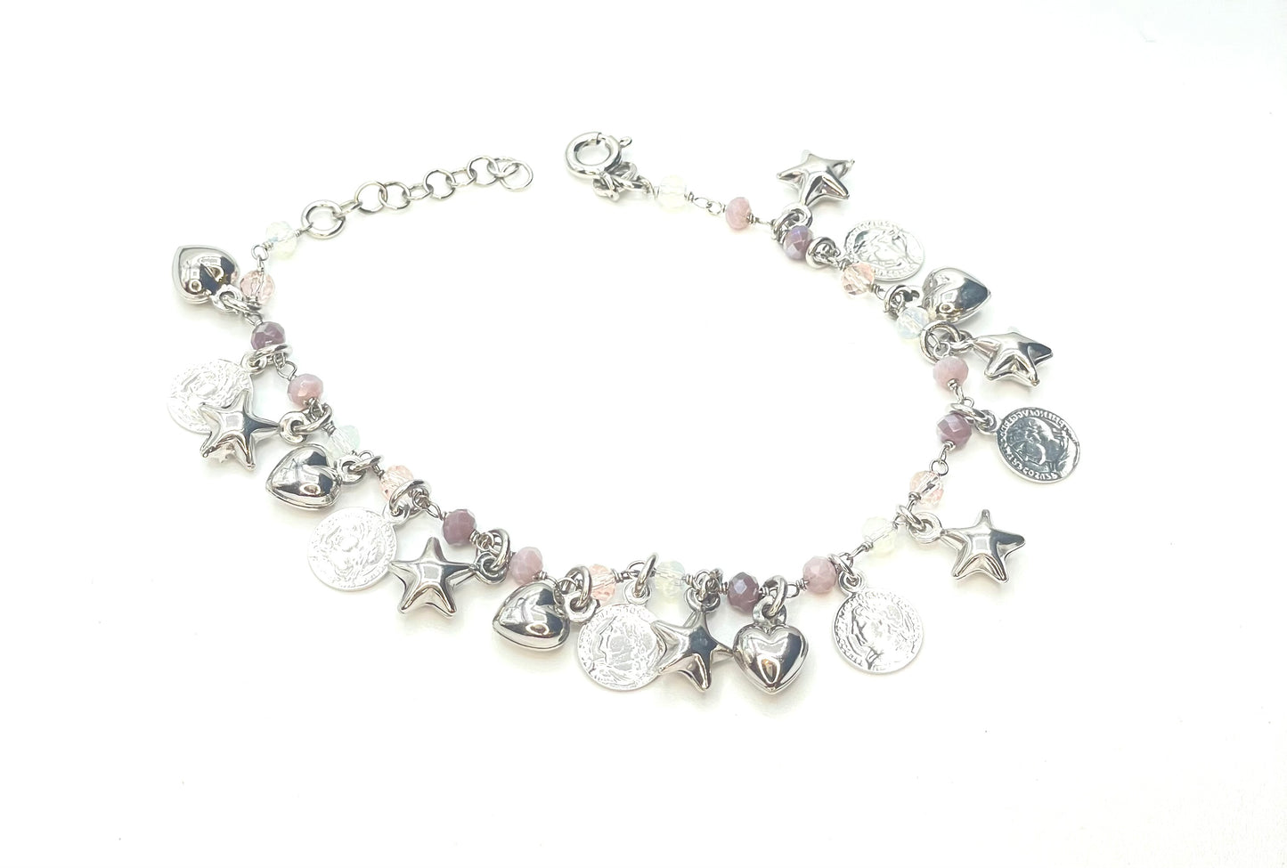 Bracciale da Donna Top Time in Argento 925 con Charms Pendenti e Pietre Colorate