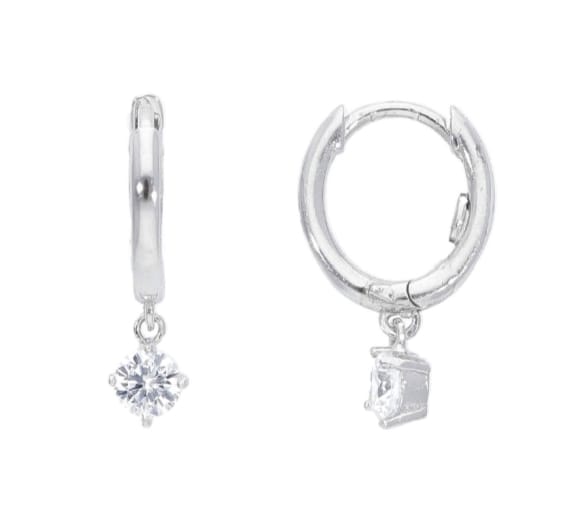 Cerchi a Scatto in Oro Bianco con Zirconi Pendenti - Toptime Store