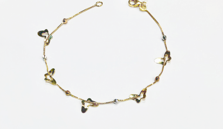 Bracciale Donna Farfalle Oro Giallo Bianco e Rosa - Toptime Store