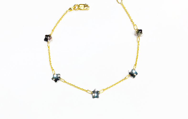 Bracciale da Donna Top Time in Oro Giallo e Bianco 18kt con Fiori