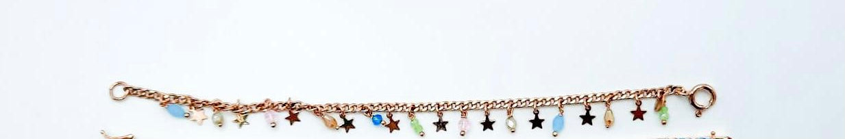 Bracciale da Donna in Argento 925: Tennis Azzurro e Stelle/Pietre Pendenti