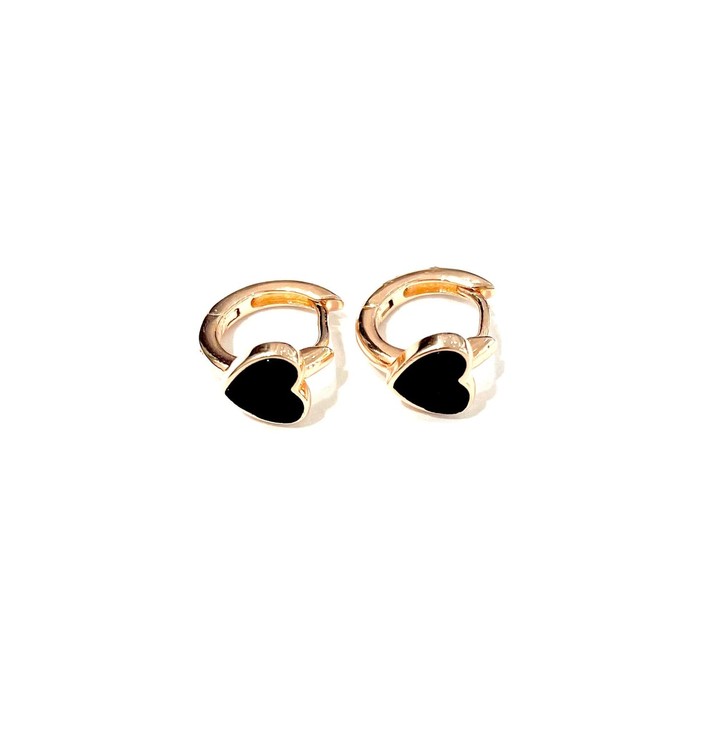 Orecchini Argento Rosè Cuore Nero - Toptime Store