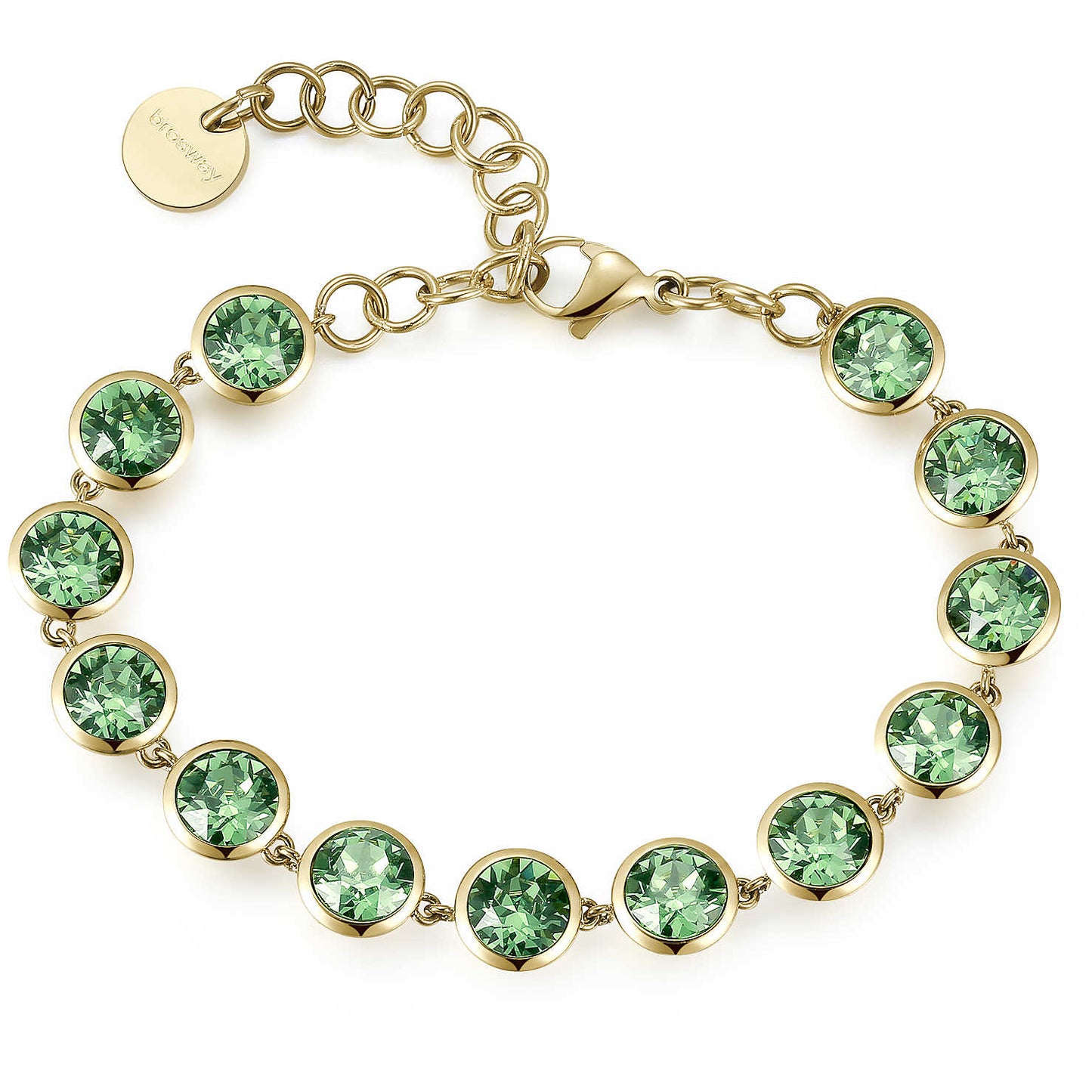 Bracciale da Donna Brosway in Acciaio Dorato Collezione Symphonia con Pietre Verdi