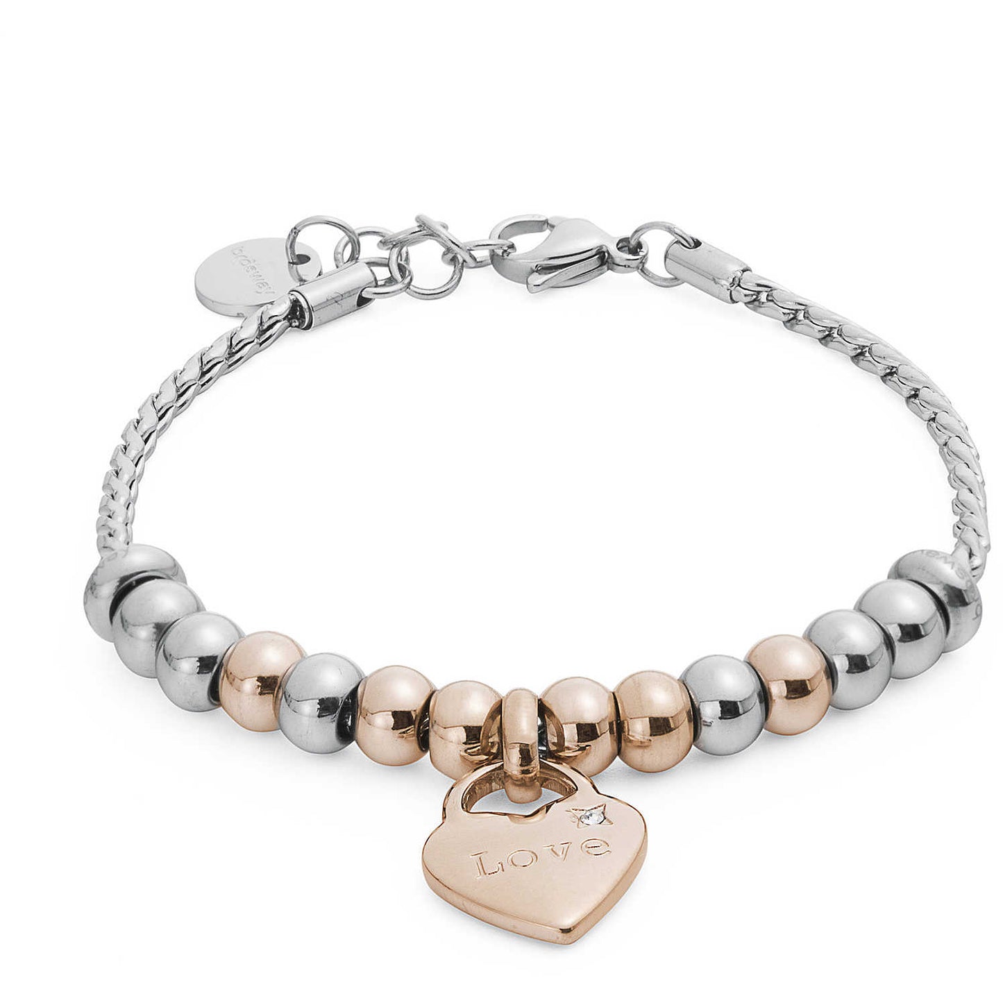 Bracciale da Donna Brosway in Acciaio Rosato Collezione Tres Jolie con Charm Cuore Pendente