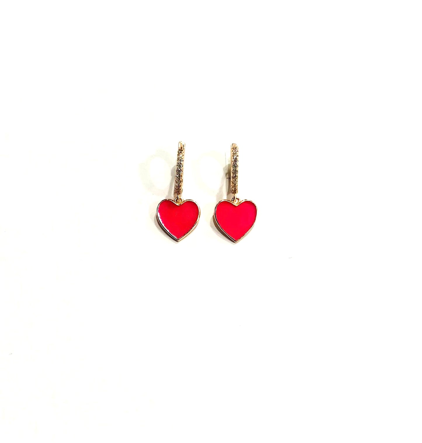 Orecchini da Donna Top Time in Argento 925 Rosato con Cuore Pendente Smaltato