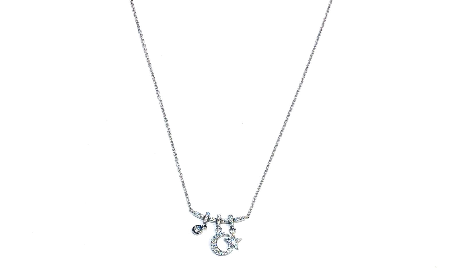 Ciondolo Argento 925 Con Zirconi - Charm Stelle E Luna Per Bracciali E Ciondolo Argento 925 Con Zirconi - Charm Stelle E Luna Per Bracciali E