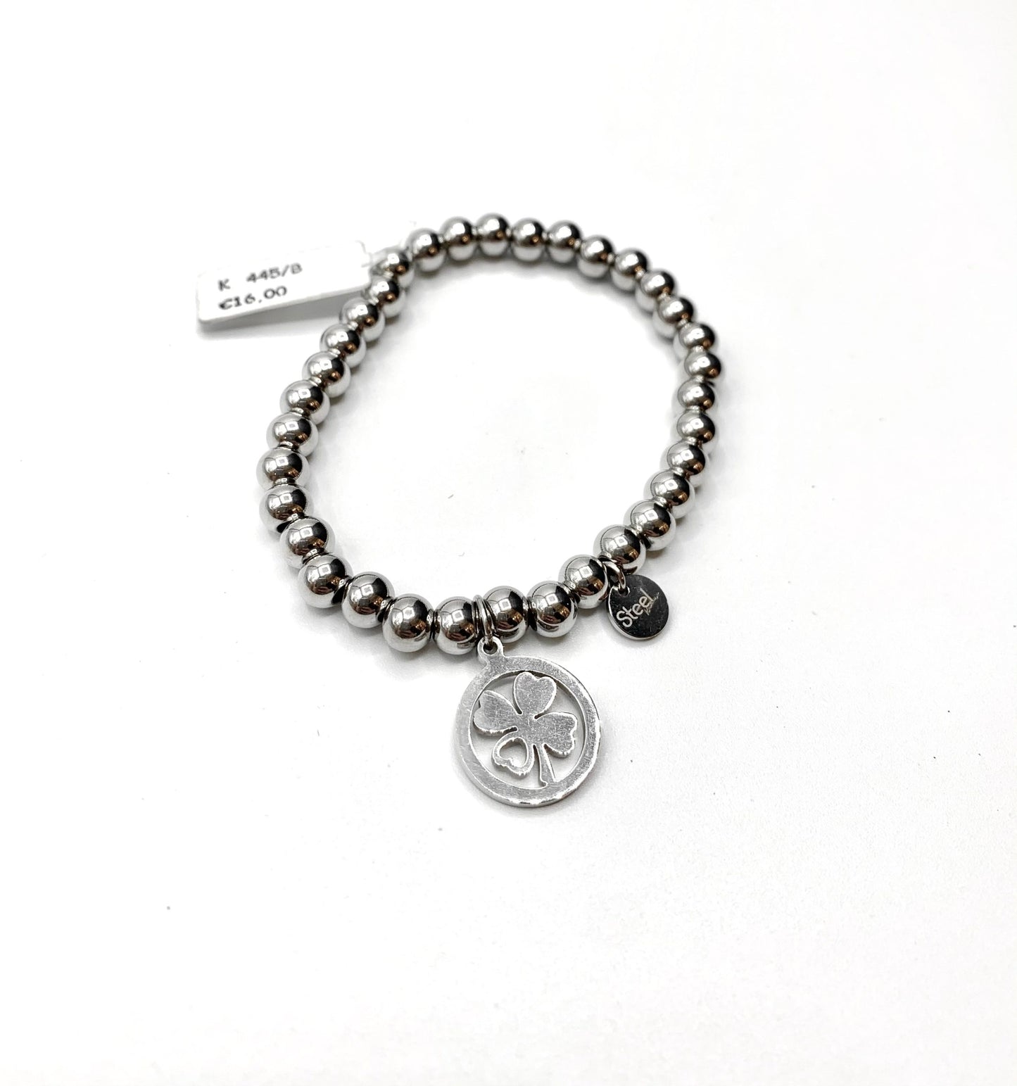 Bracciale da Donna Kabuto in Acciaio Elastico con Quadrifoglio Pendente