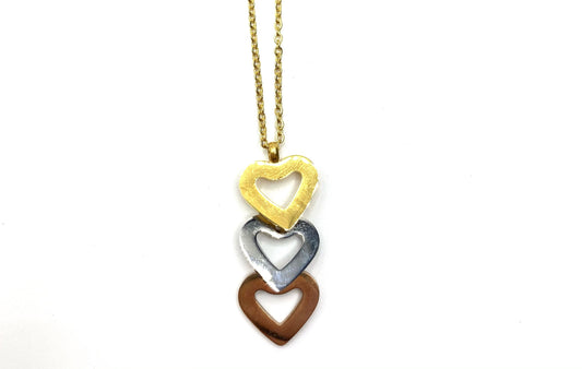 Collana Kabuto Cuori Pendenti Tre Colori - Toptime Store