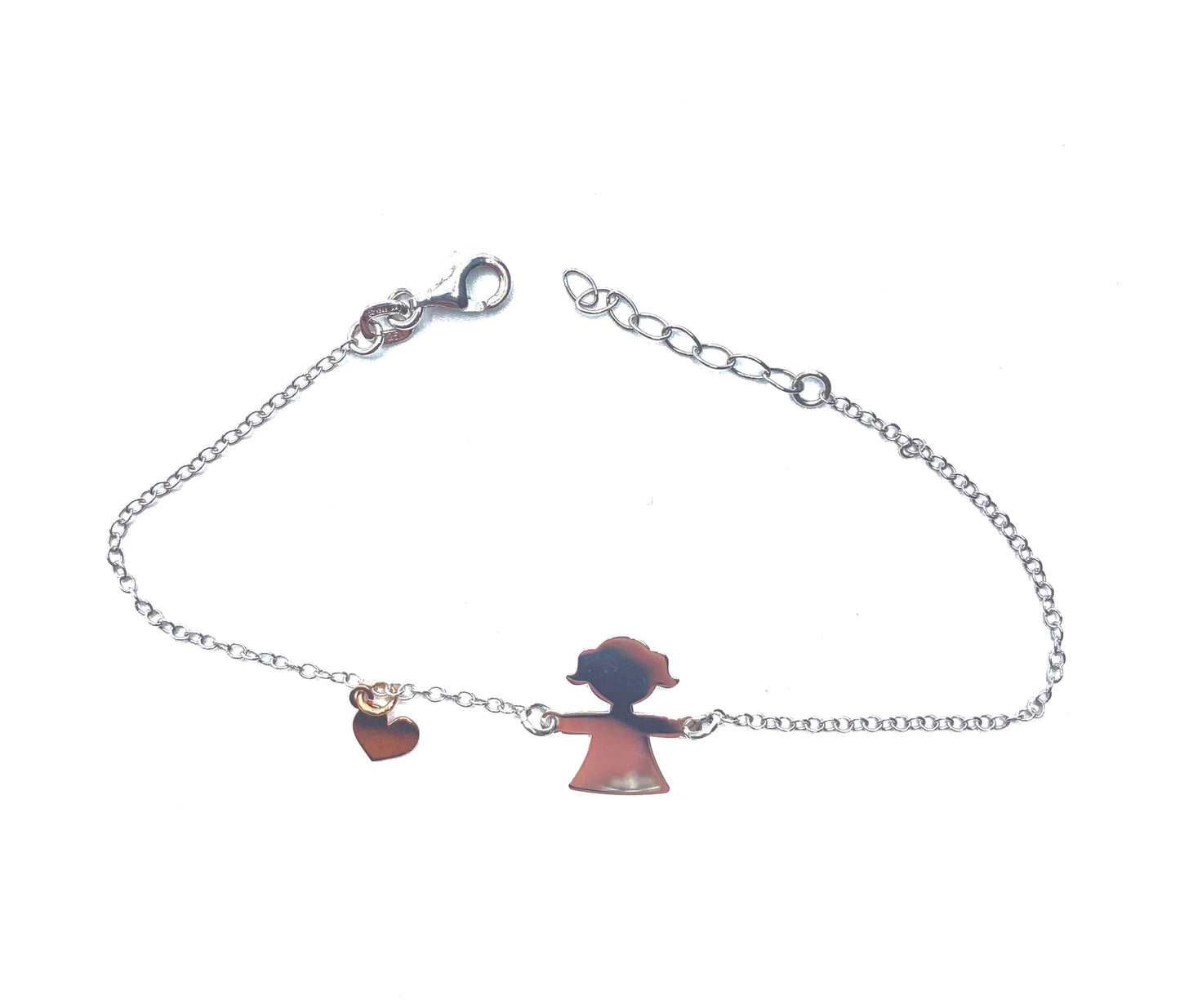 Bracciale Argento 925 con Bimba e Cuore -Toptime Store