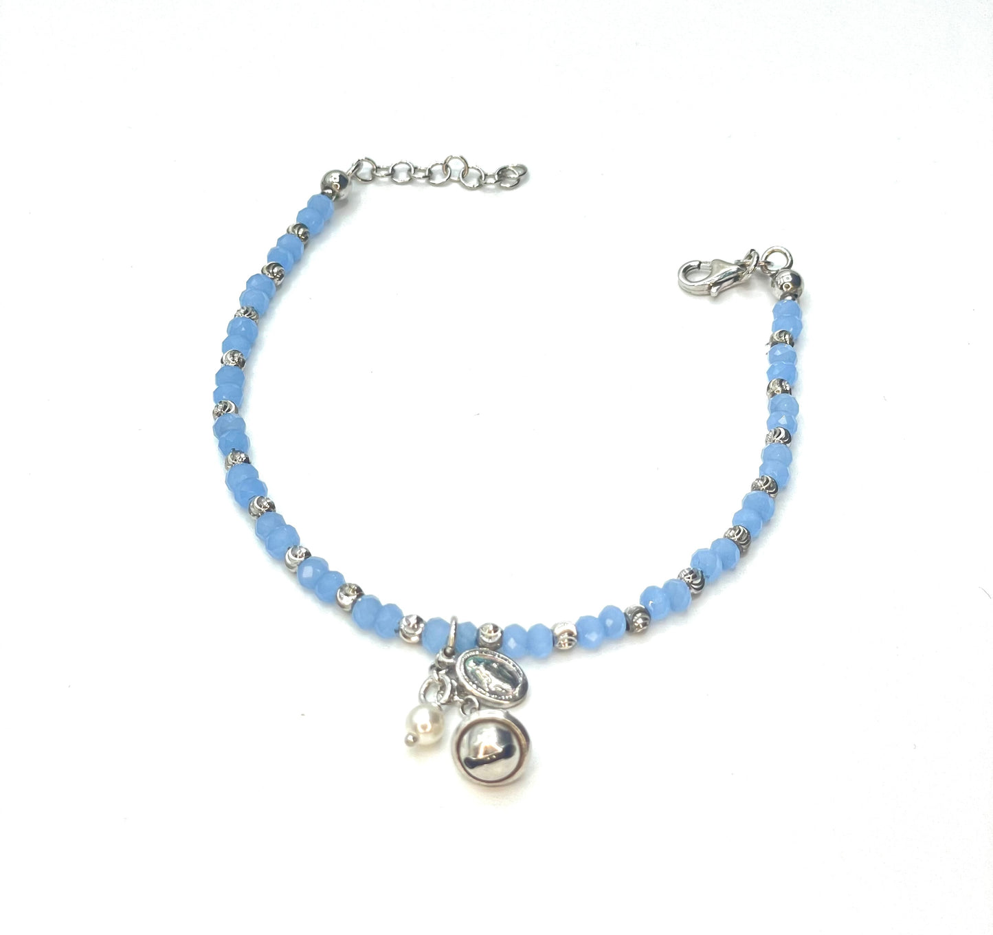 Bracciale da Donna Top Time in Argento 925 con Pietre Azzurre e Madonnina